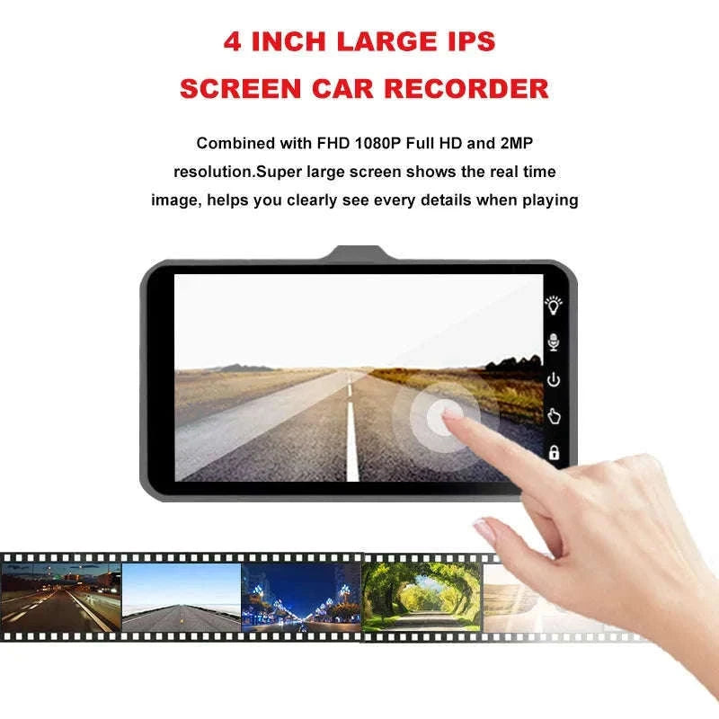 Front and Rear 1080P Dashcam with 4 Inch Touch Screen-B12-6M RCC-BL / None