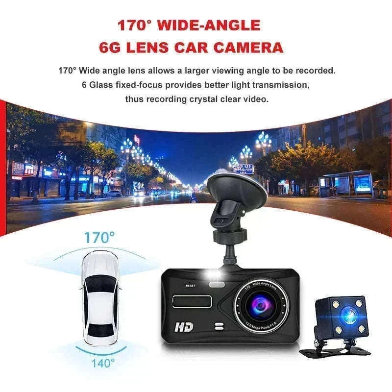 Front and Rear 1080P Dashcam with 4 Inch Touch Screen-B12-6M RCC-BL / None