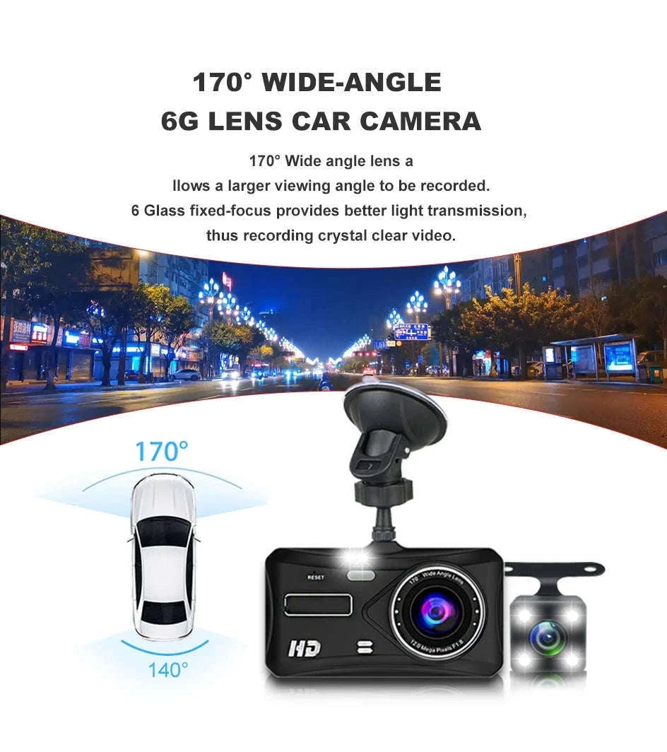 Front and Rear 1080P Dashcam with 4 Inch Touch Screen-B12-6M RCC-BL / None