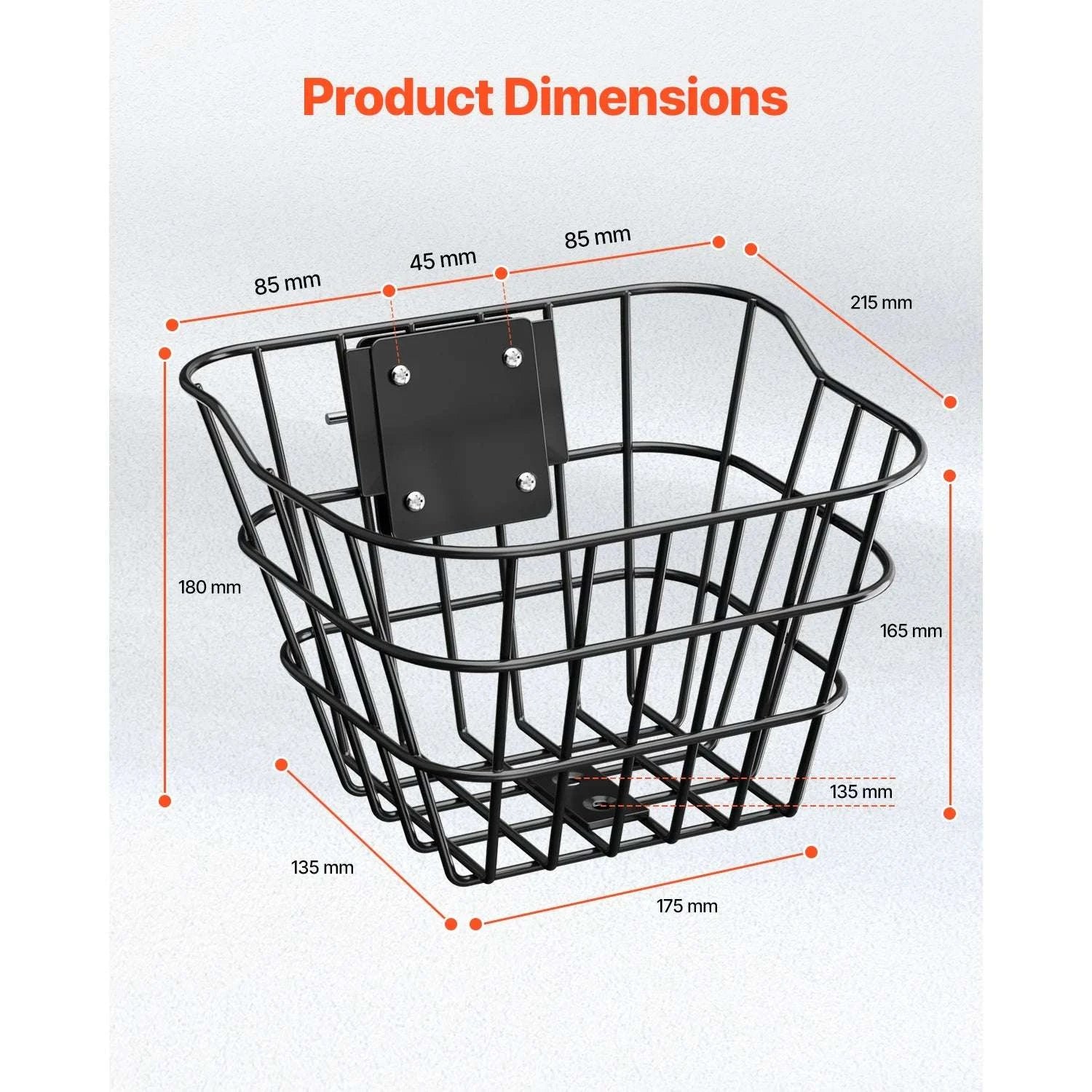 Front Bike Basket for Scooters & Bicycles – 20 lb Steel Carrier-20 lbs Non-foldable / United States