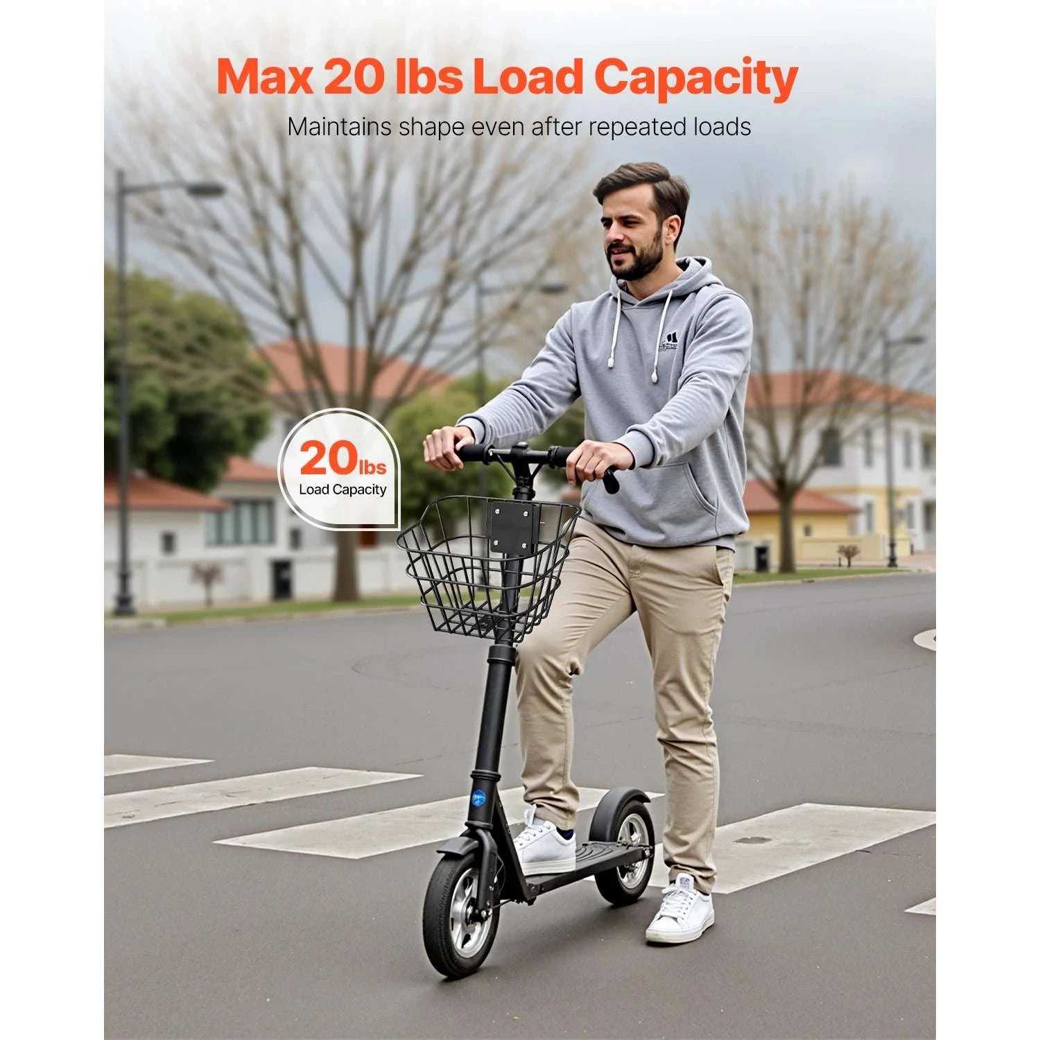 Front Bike Basket for Scooters & Bicycles – 20 lb Steel Carrier-20 lbs Non-foldable / United States