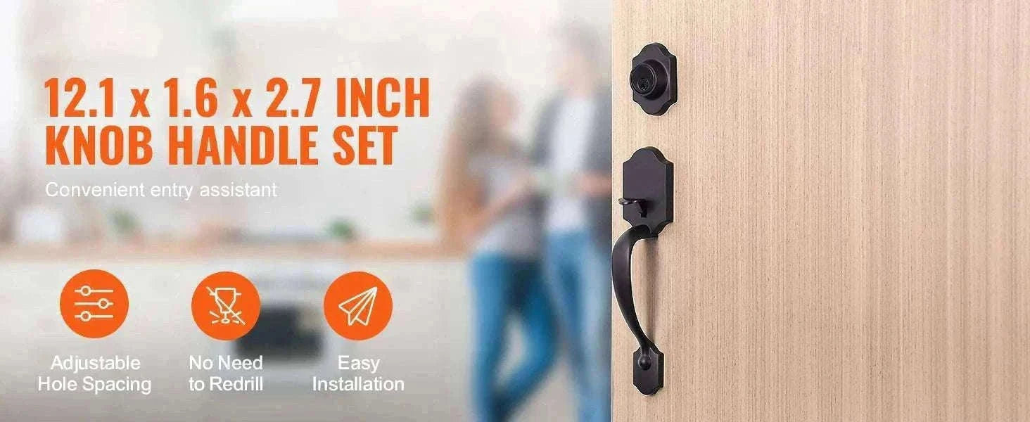 Front Door Handle Lock Set with Deadbolt and Interior Knob-Antique Copper / GERMANY