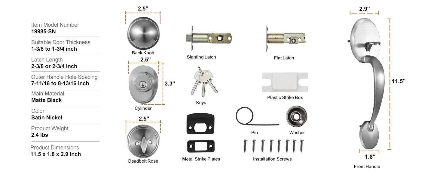 Front Door Handle Lock Set with Deadbolt and Interior Knob-Antique Copper / GERMANY