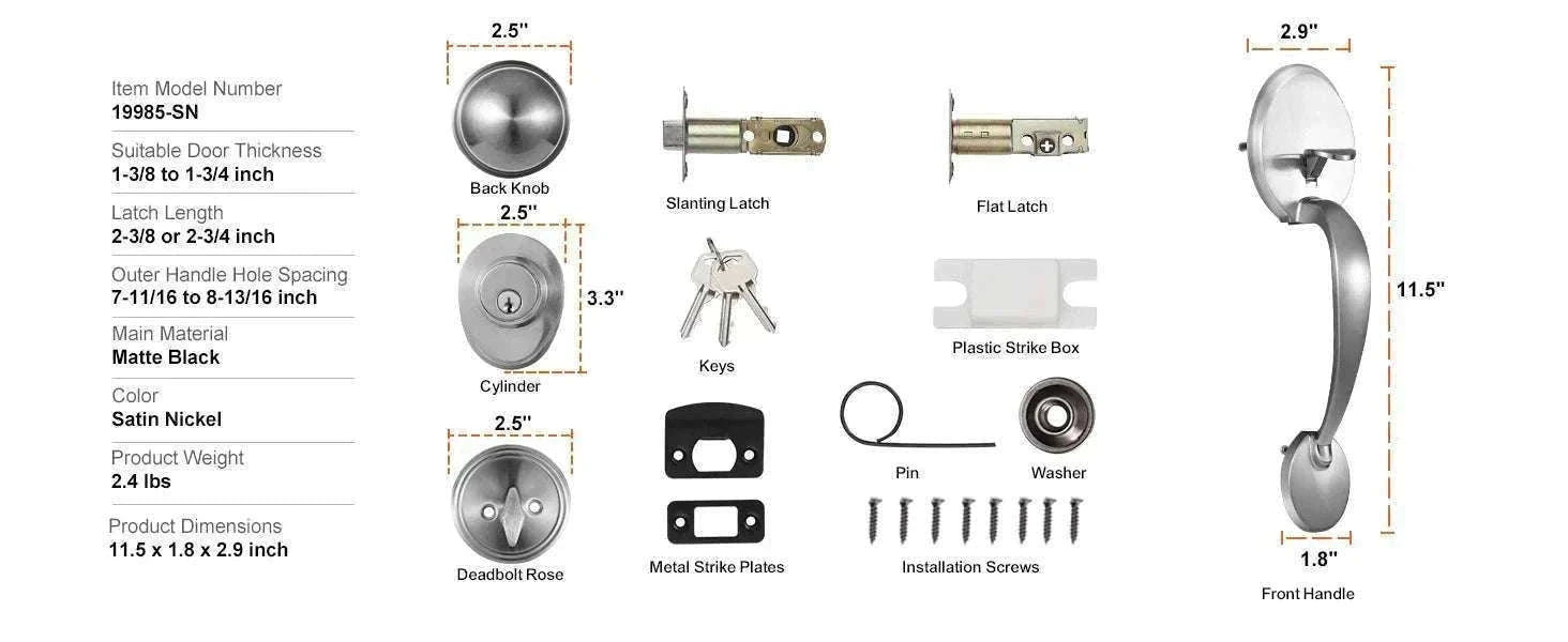 Front Door Handle Lock Set with Deadbolt and Interior Knob-Antique Copper / GERMANY