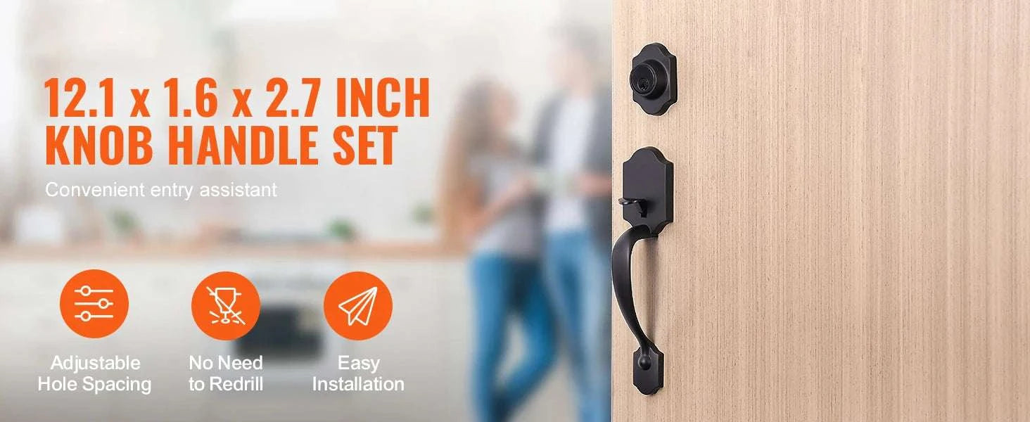 Front Door Handle Lock Set with Deadbolt and Interior Knob-Antique Copper / GERMANY