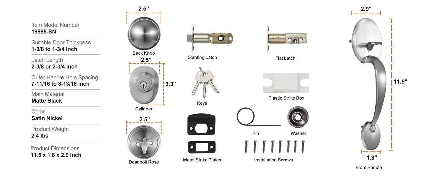 Front Door Handle Lock Set with Deadbolt and Interior Knob-Antique Copper / GERMANY