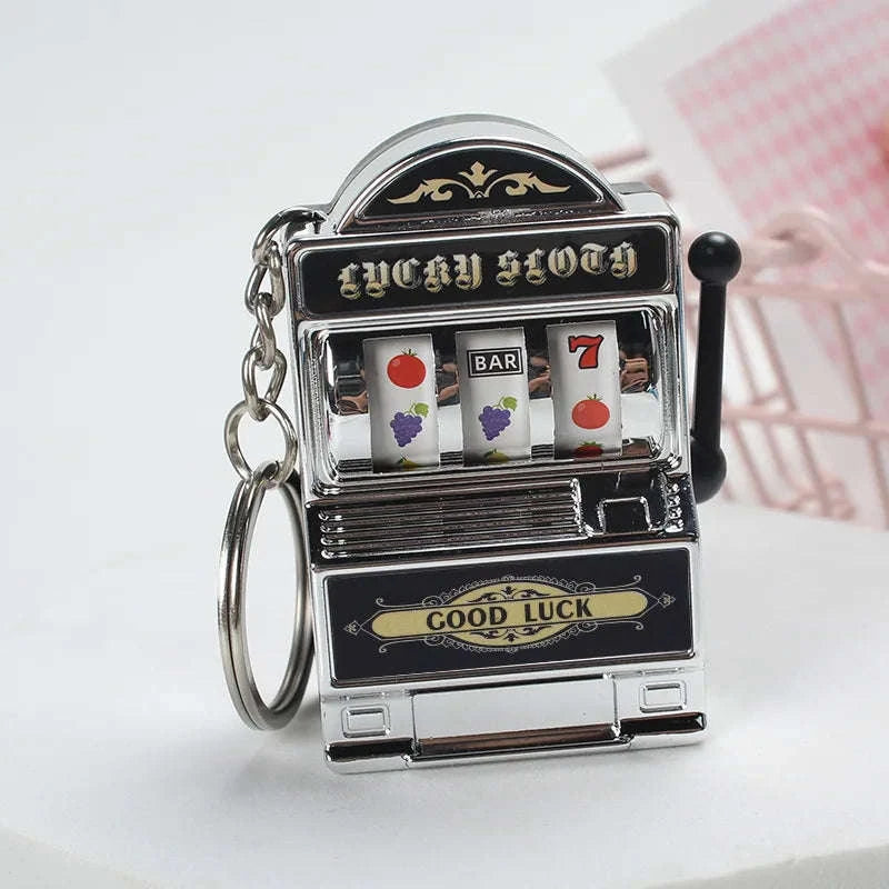 Fruit Slot Machine Keychain Lucky Charm-silver