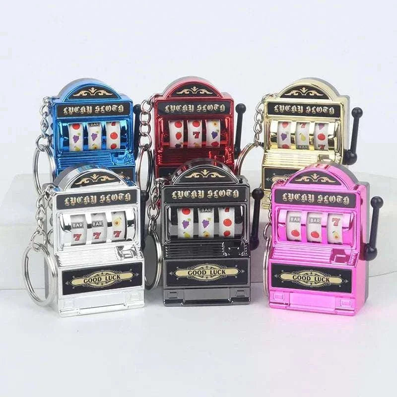 Fruit Slot Machine Keychain Lucky Charm-silver