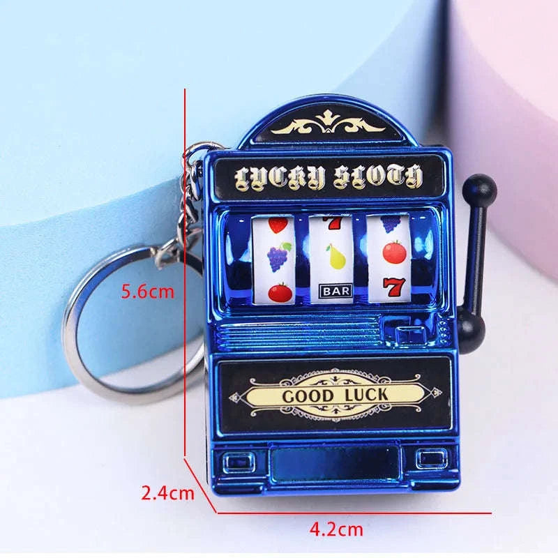 Fruit Slot Machine Keychain Lucky Charm-silver
