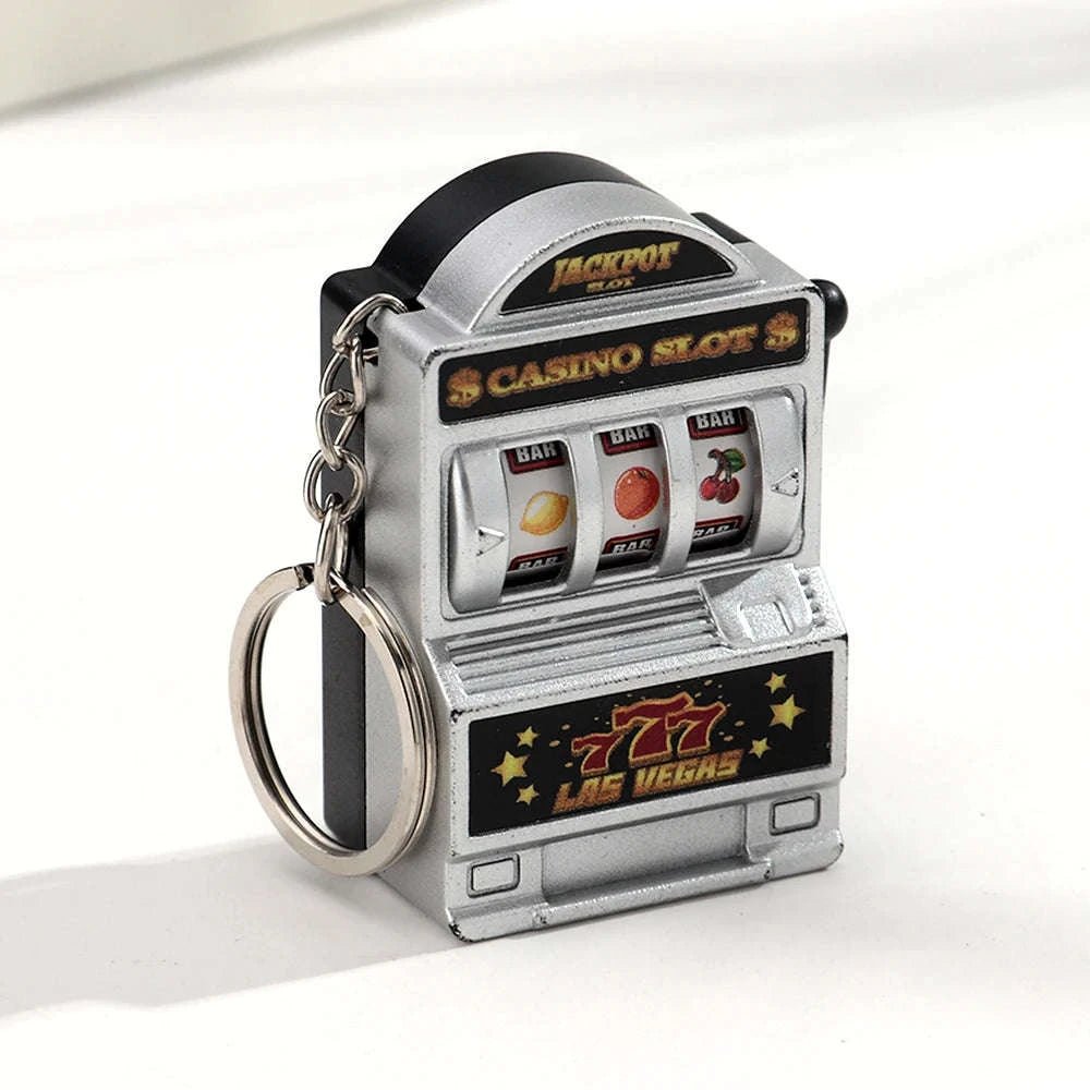 Fruit Slot Machine Keychain Lucky Charm-silver