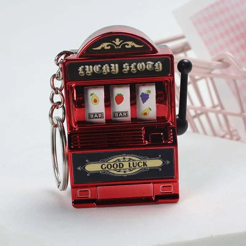 Fruit Slot Machine Keychain Lucky Charm-silver
