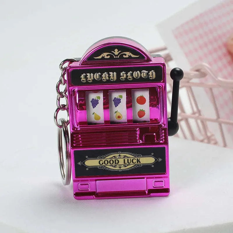 Fruit Slot Machine Keychain Lucky Charm-silver