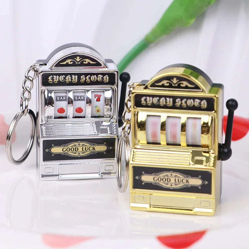 Fruit Slot Machine Keychain Lucky Charm-silver