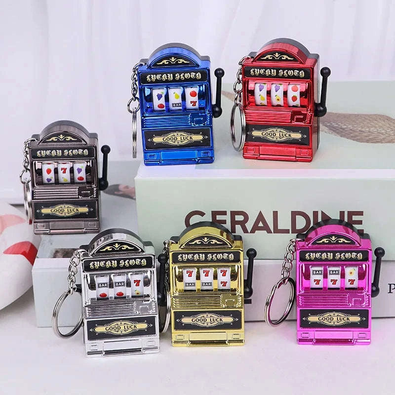 Fruit Slot Machine Keychain Lucky Charm-silver