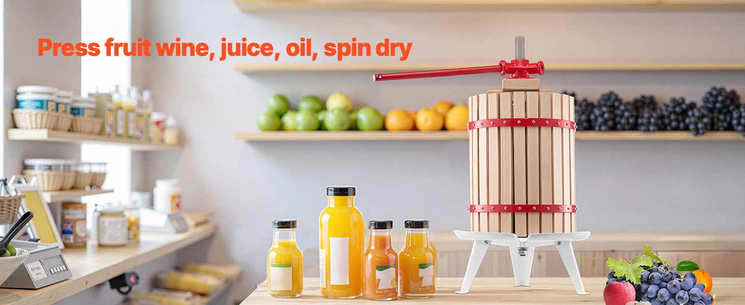 18L Solid Wood Fruit Wine Press with Handle