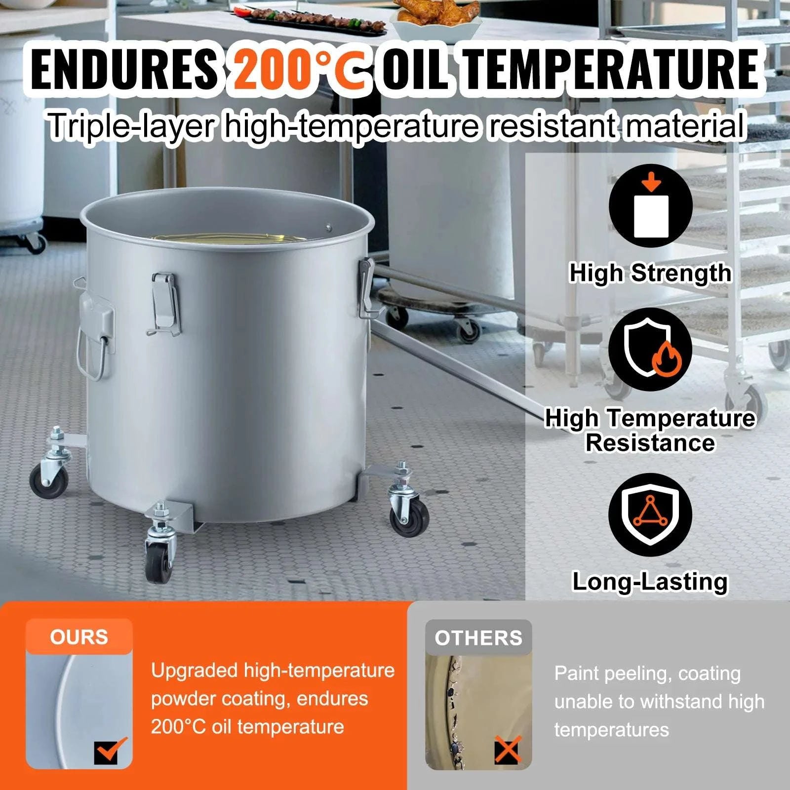 Fryer Grease Bucket with Lid & Casters (8/10/16 Gallon)-10Gallon / spain