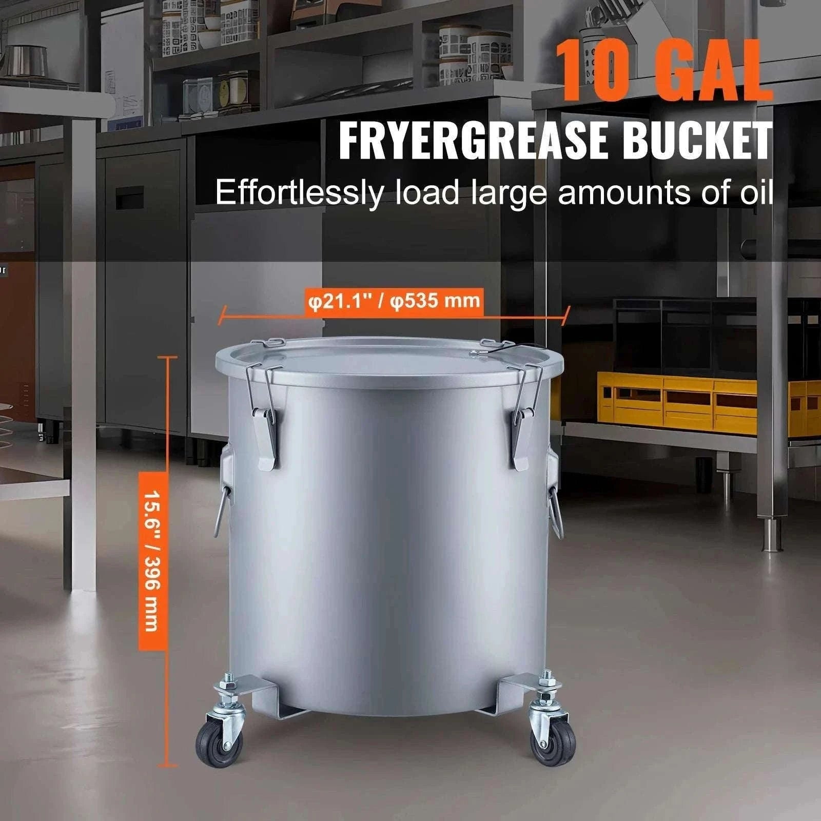 Fryer Grease Bucket with Lid & Casters (8/10/16 Gallon)-10Gallon / spain