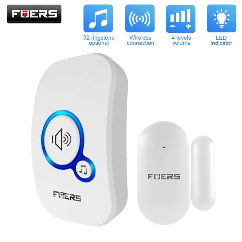 FUERS Wireless Door Sensor Alarm with Visitor Chime-2Receiver 1Detector / US Plug