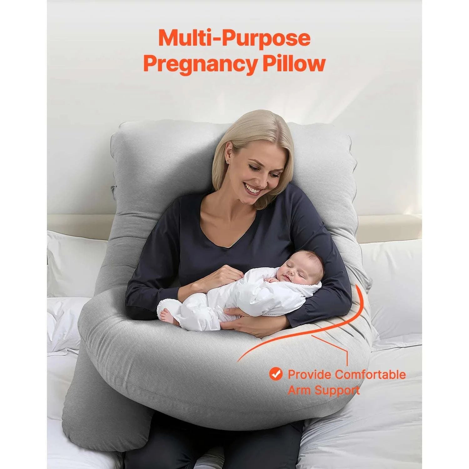 Full Body Pregnancy Pillow with Washable Cover for Better Sleep-L-Shaped / United States