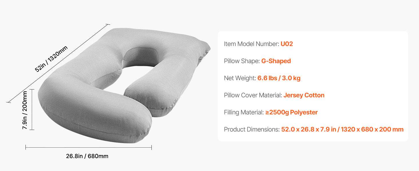 Full Body Pregnancy Pillow with Washable Cover for Better Sleep-L-Shaped / United States