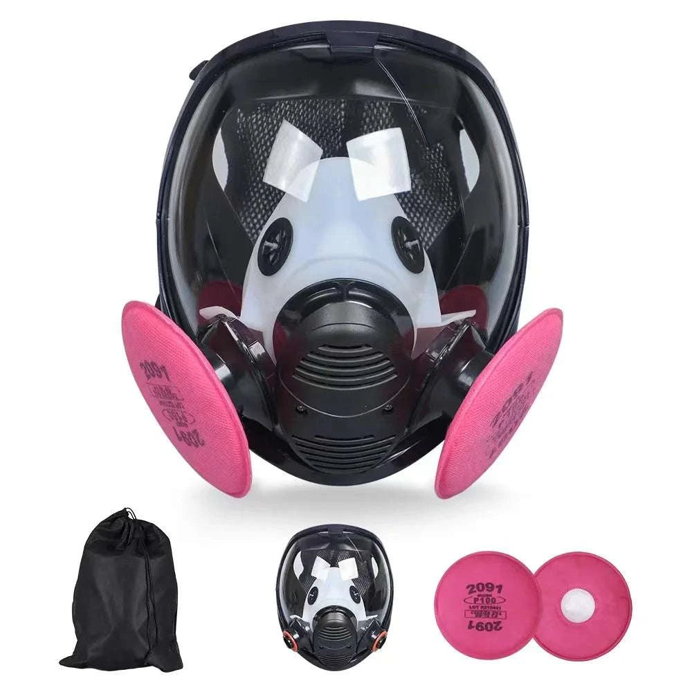 Full Face Gas Mask 6800 with Anti-Fog Lens & Dual Filtration-27 in1