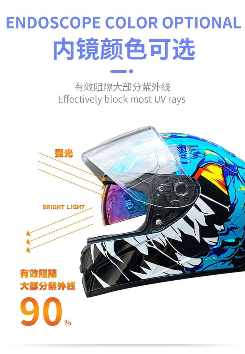 Full Face Motorcycle Helmet for Winter Warmth and Road Protection-12 / XL