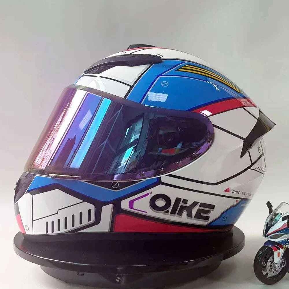 Full Face Racing Motorcycle Helmet with Anti-Fog Vintage Style-QQK111-1 / S