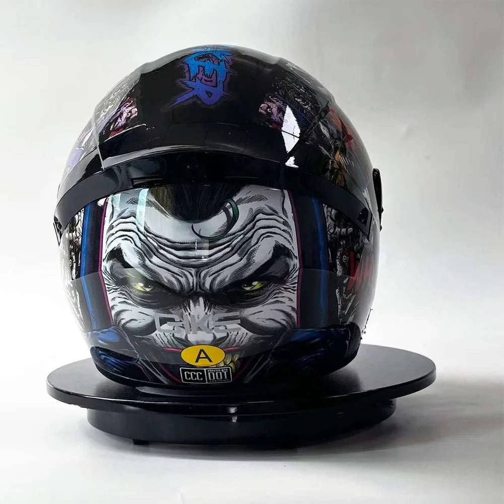 Full Face Racing Motorcycle Helmet with Anti-Fog Vintage Style-QQK111-1 / S