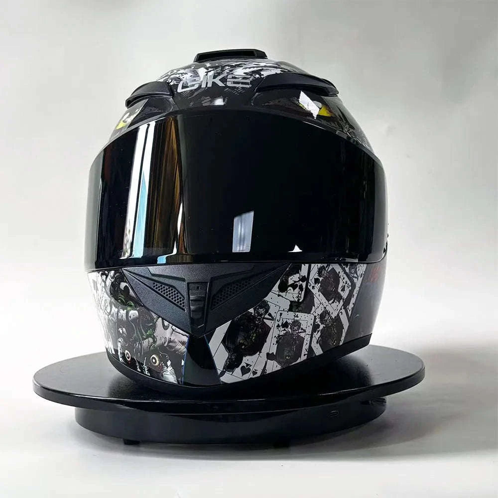 Full Face Racing Motorcycle Helmet with Anti-Fog Vintage Style-QQK111-1 / S