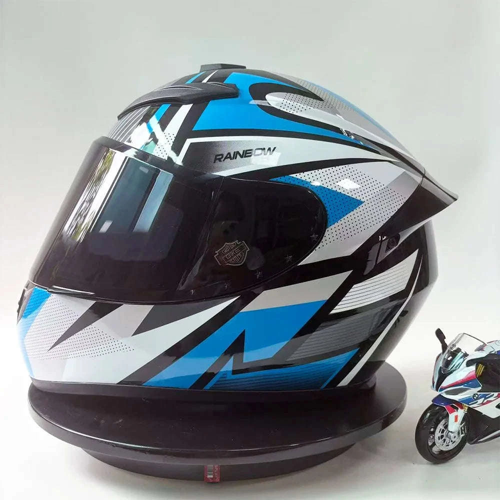 Full Face Racing Motorcycle Helmet with Anti-Fog Vintage Style-QQK111-1 / S