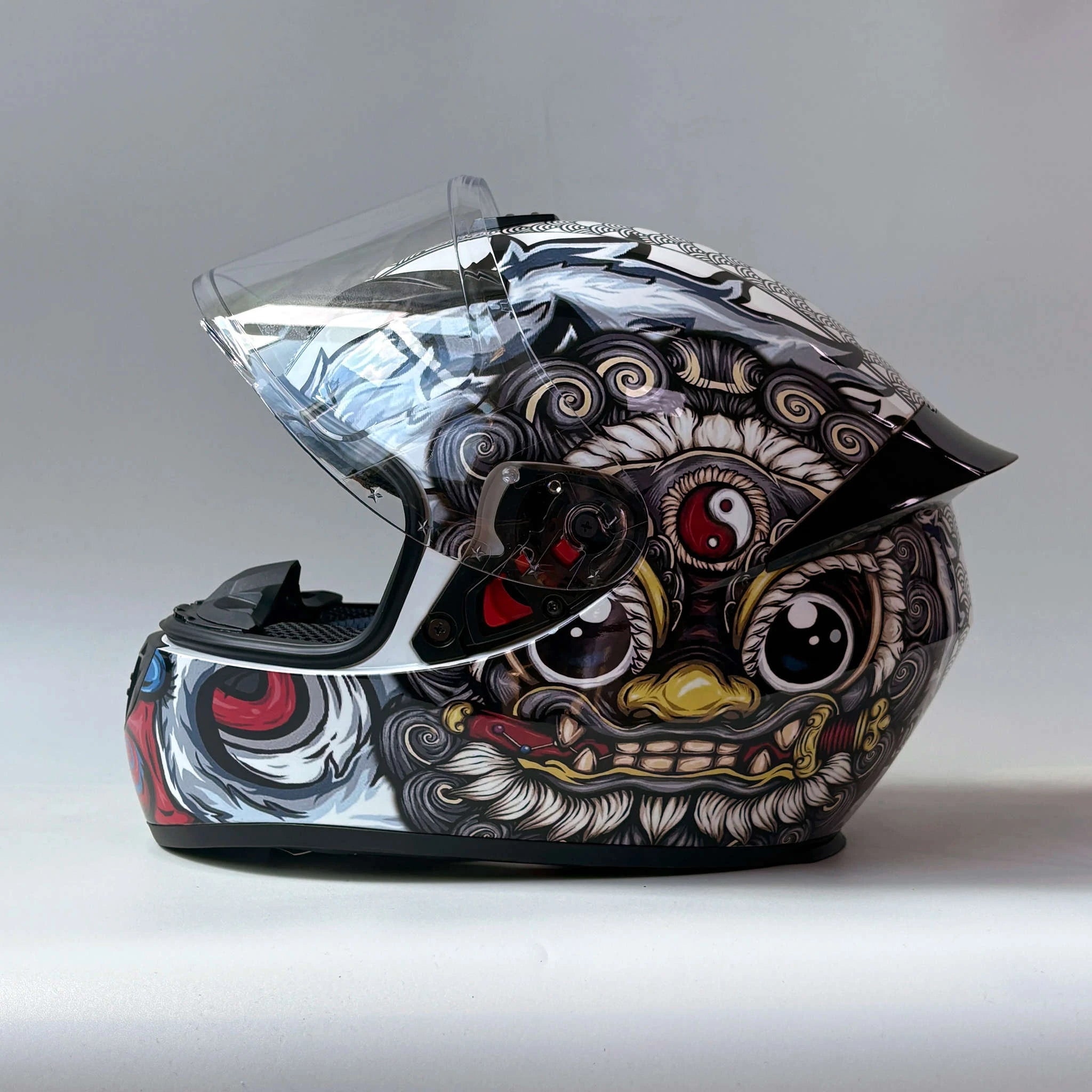 Full Face Racing Motorcycle Helmet with Anti-Fog Vintage Style-QQK111-1 / S