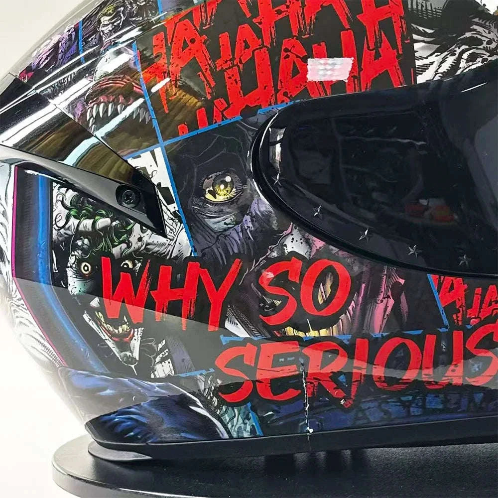 Full Face Racing Motorcycle Helmet with Anti-Fog Vintage Style-QQK111-1 / S