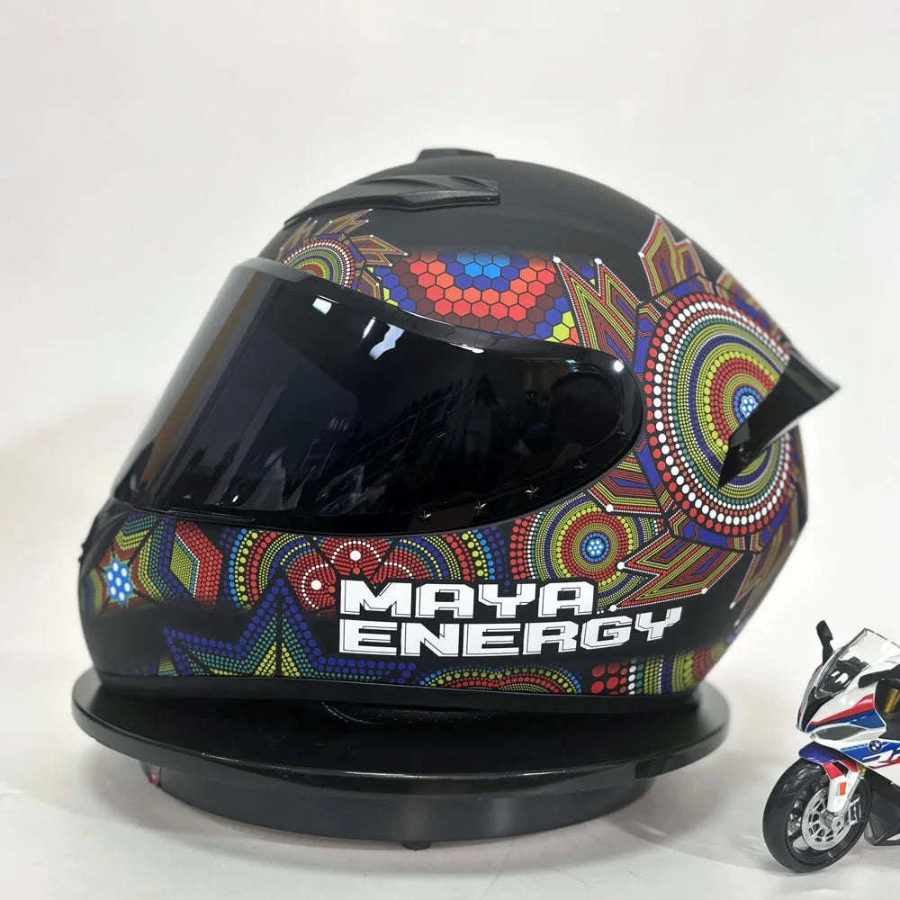 Full Face Racing Motorcycle Helmet with Anti-Fog Vintage Style-QQK111-1 / S