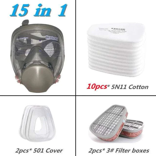 Full Face Respirator Gas Mask 6800 Anti-Fog Safety Protection-3 in 1 Suit