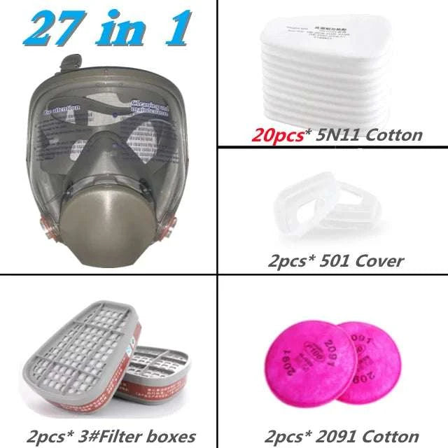 Full Face Respirator Gas Mask 6800 Anti-Fog Safety Protection-3 in 1 Suit