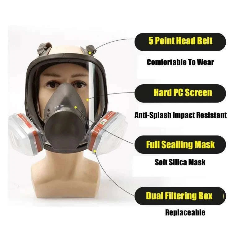 Full Face Respirator Gas Mask 6800 Anti-Fog Safety Protection-3 in 1 Suit