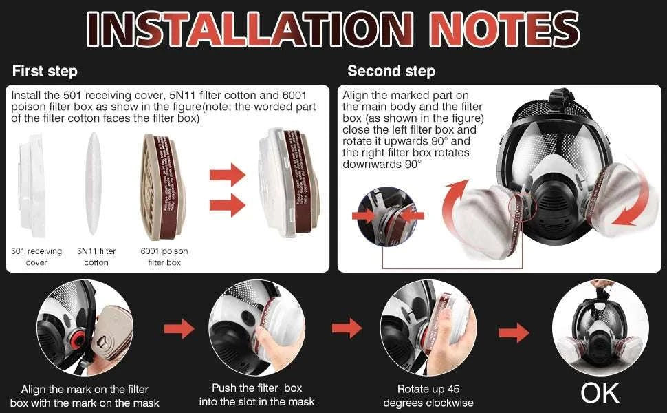 Full Face Respirator Mask Kit 27-in-1 Reusable Safety Protection Set-