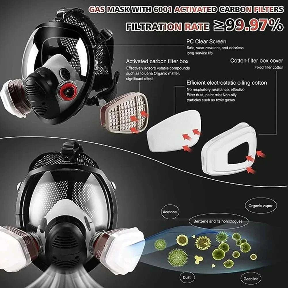 Full Face Respirator Mask Kit 27-in-1 Reusable Safety Protection Set-