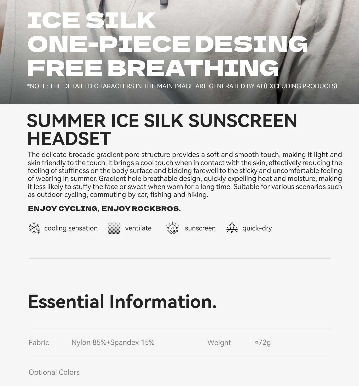 Full Face Sun Protection Hat & Neck Mask Ice Silk Cycling Cover-LF260006-BK / One Size