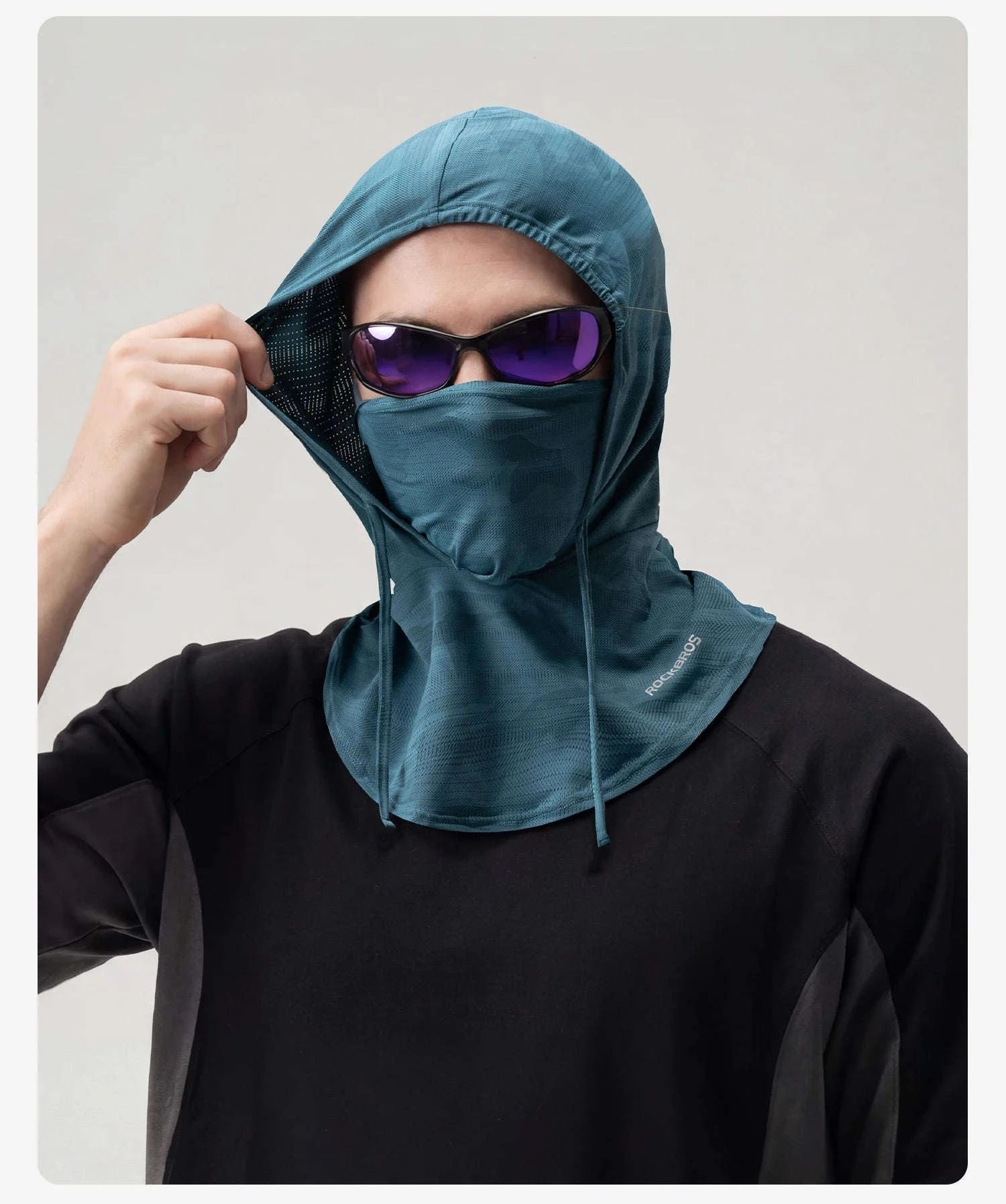 Full Face Sun Protection Hat & Neck Mask Ice Silk Cycling Cover-LF260006-BK / One Size