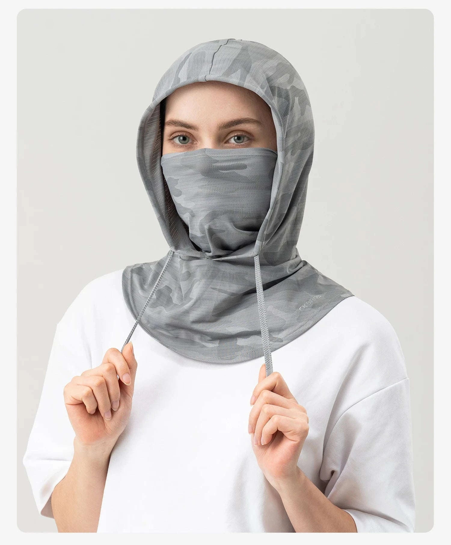 Full Face Sun Protection Hat & Neck Mask Ice Silk Cycling Cover-LF260006-BK / One Size