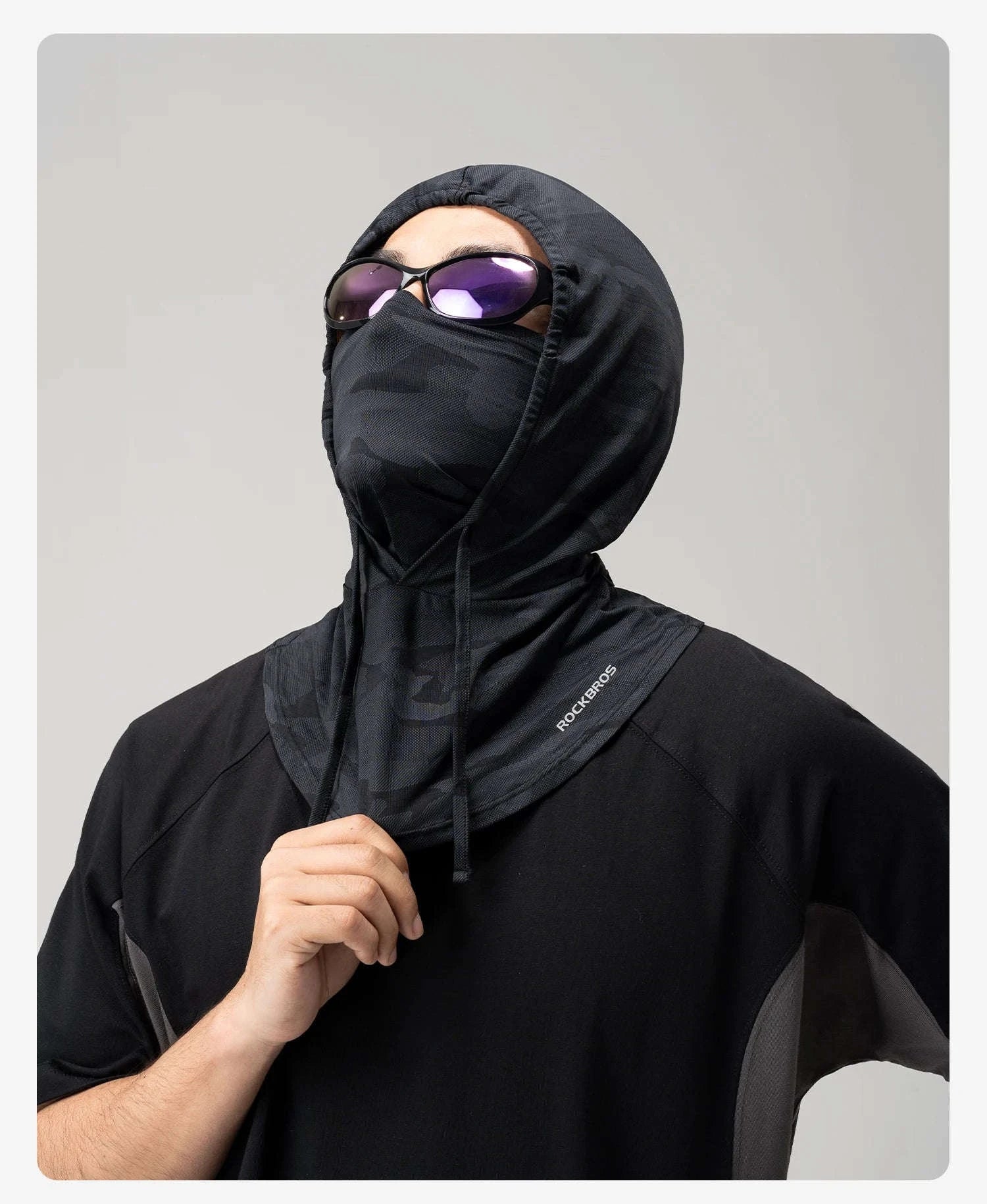 Full Face Sun Protection Hat & Neck Mask Ice Silk Cycling Cover-LF260006-BK / One Size