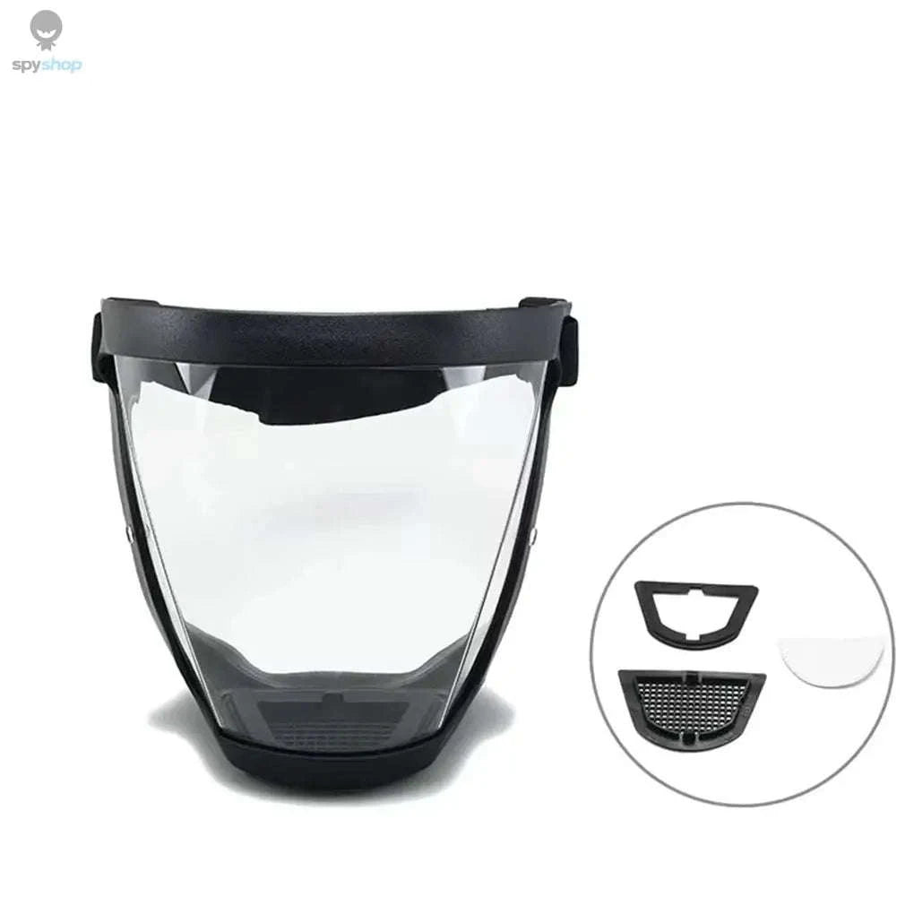 Full-Face Transparent Protection Mask – Clear Coverage, Comfortable Seal, Breathable Protection-black