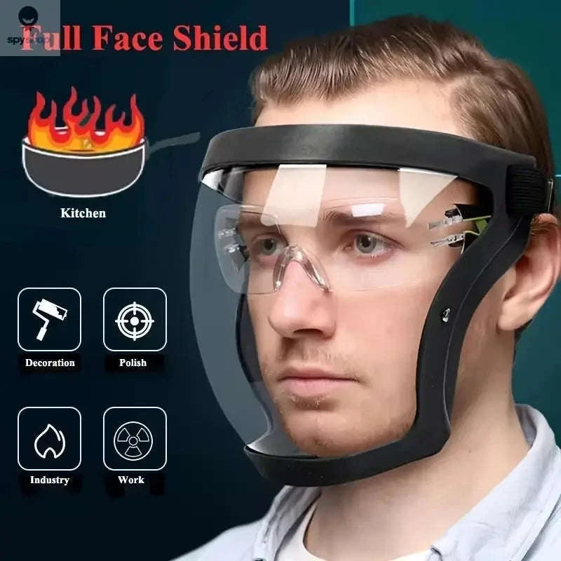 Full-Face Transparent Protection Mask – Clear Coverage, Comfortable Seal, Breathable Protection-black