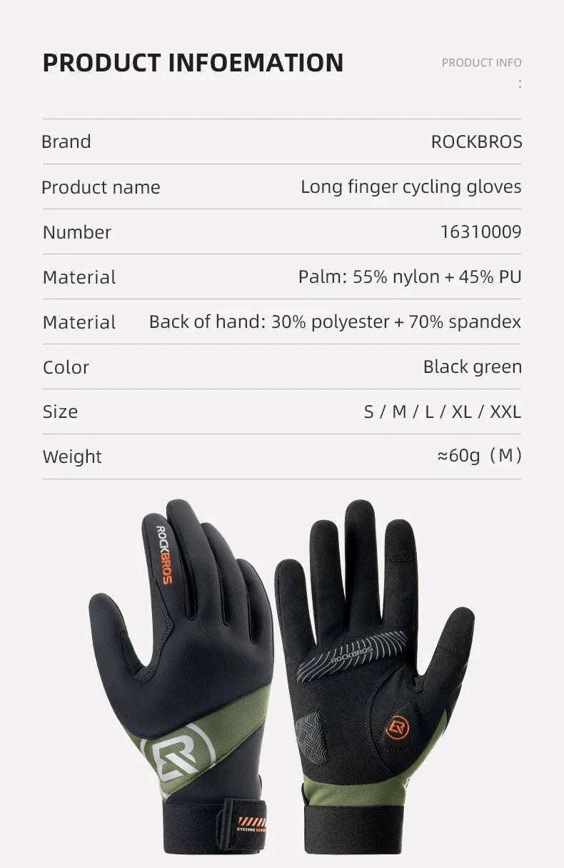 Full Finger Cycling Gloves Touchscreen Windproof Spring Autumn-S379 / XL