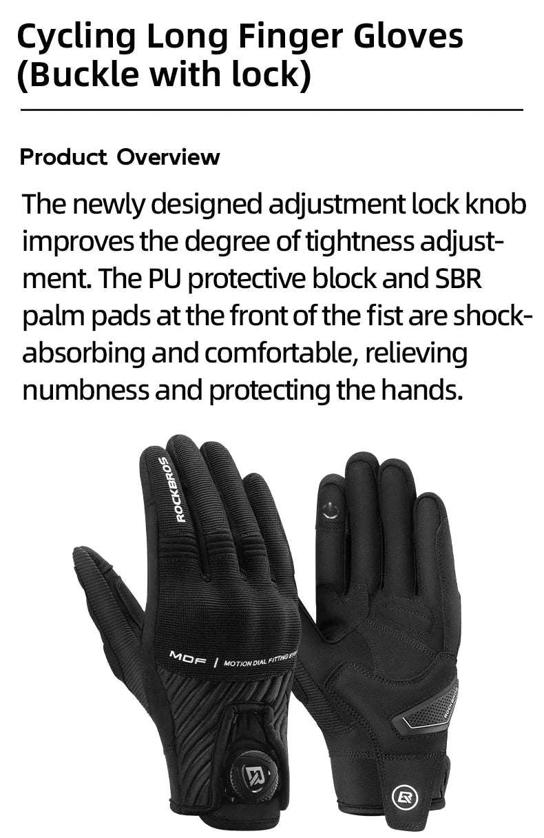 Full Finger Cycling Gloves with Shock-Absorbing Palm Pad-MT017 / L