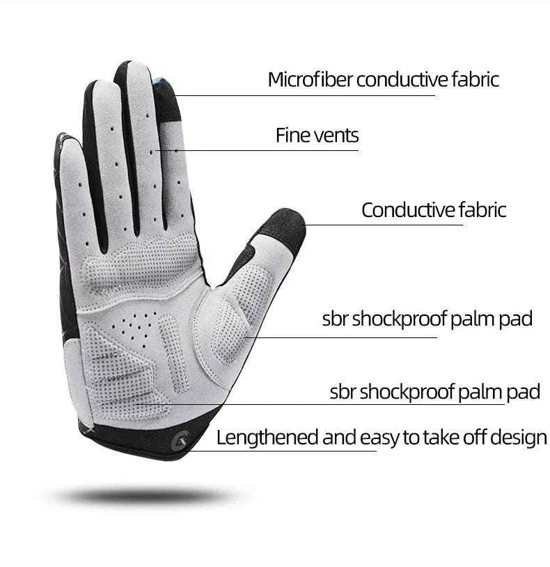 Full Finger Cycling Gloves with Touchscreen Grip – Breathable Fit-S109-1BGR / XL
