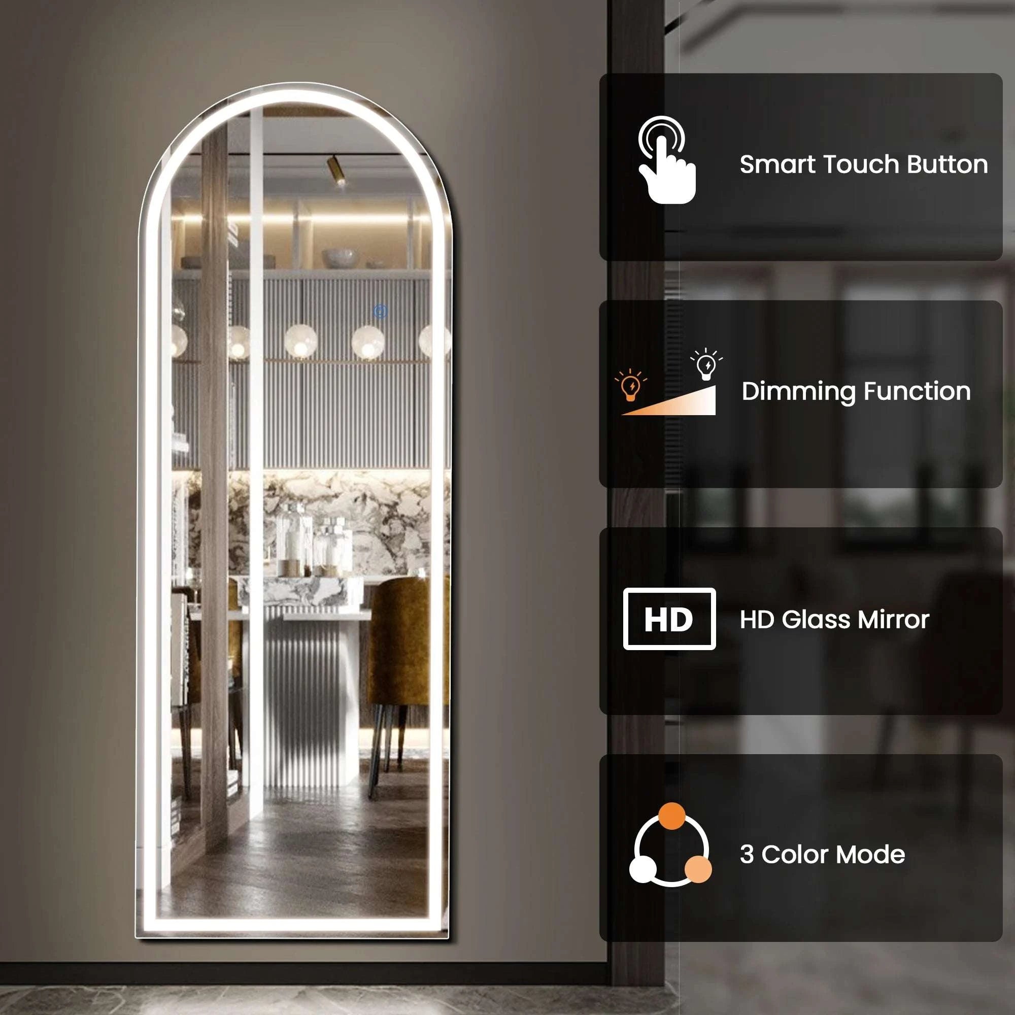 Full Length LED Mirror 71x26 with Adjustable Lighting Modes-