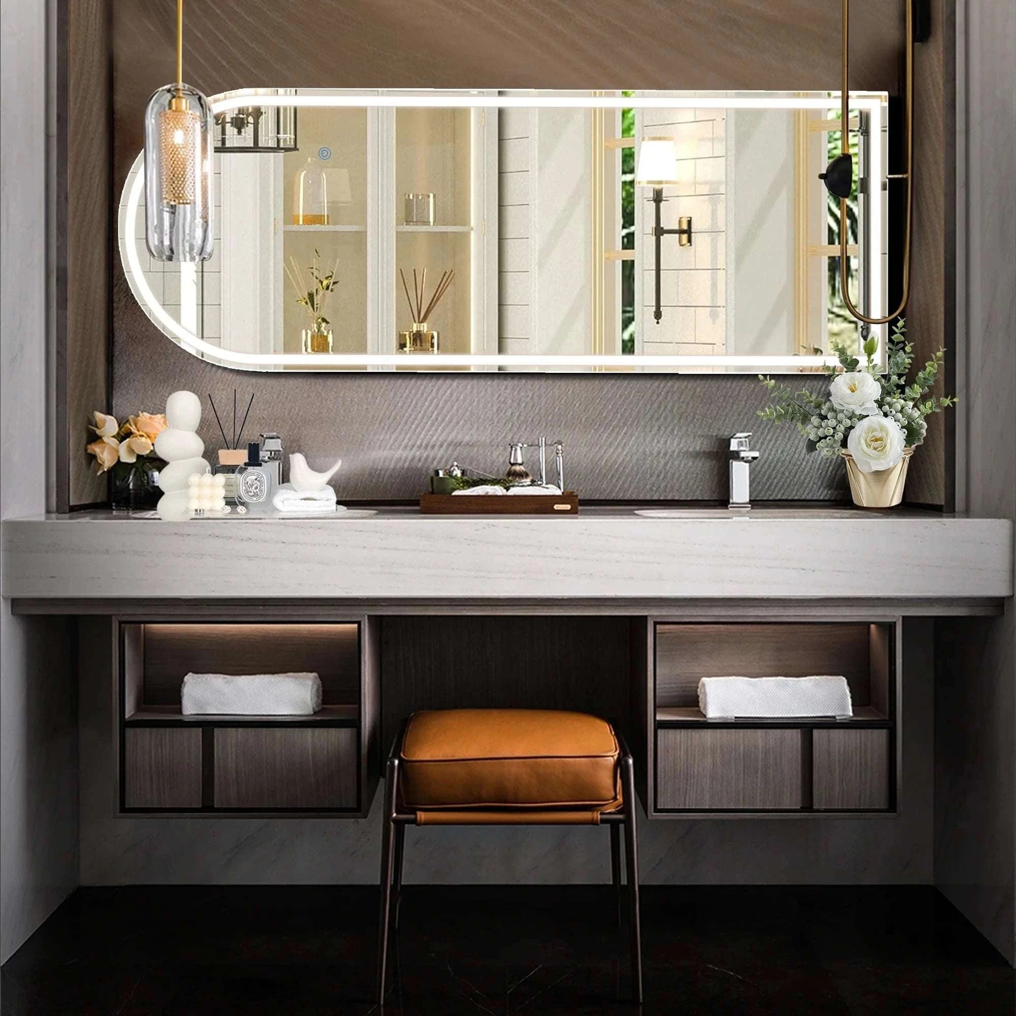 Full Length LED Mirror 71x26 with Adjustable Lighting Modes-Arched / United States