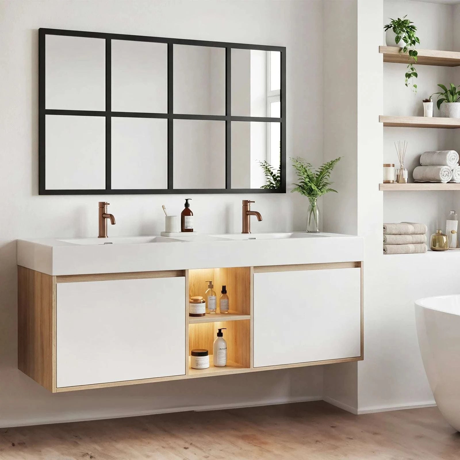 Full Length Window Pane Wall Mirror with Metal Frame 16x32-36L x 24W / United States